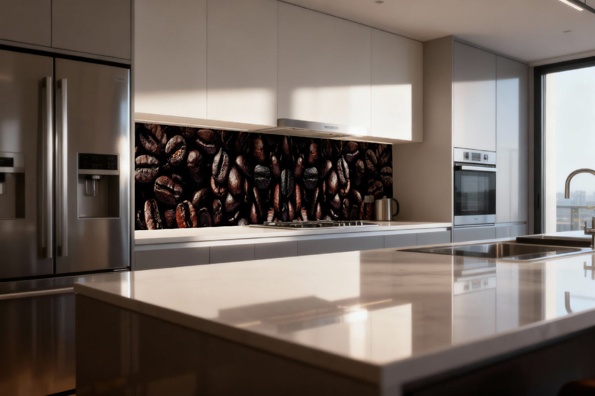 Küchenrückwand Kaffeebohnen Nahaufnahme