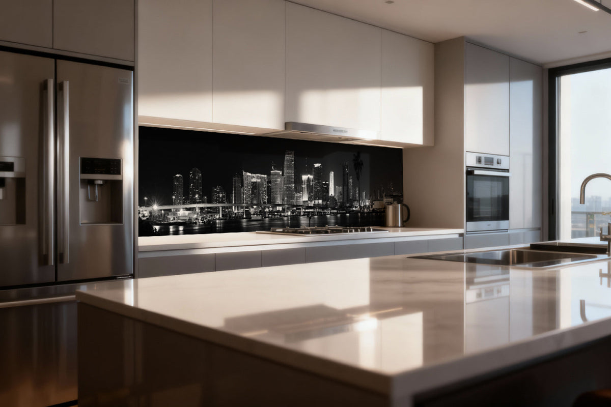 Küchenrückwand Schwarz-Weiß Skyline
