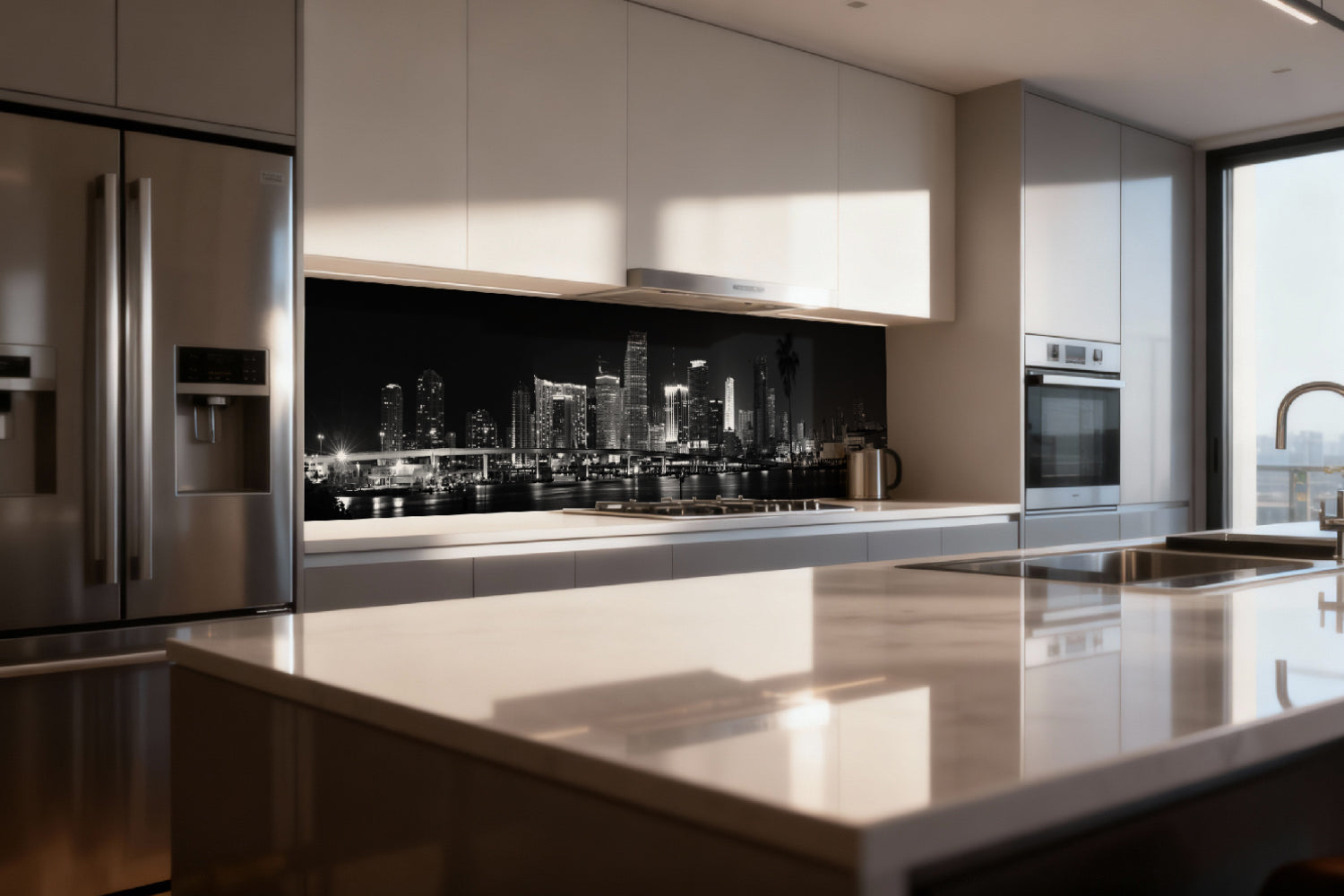 Küchenrückwand Schwarz-Weiß Skyline