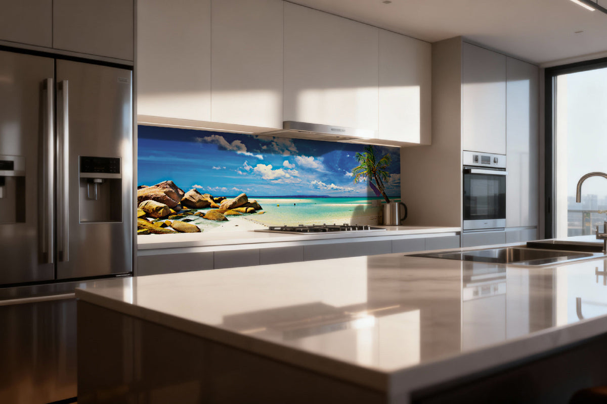 Küchenrückwand Traumstrand mit Palme