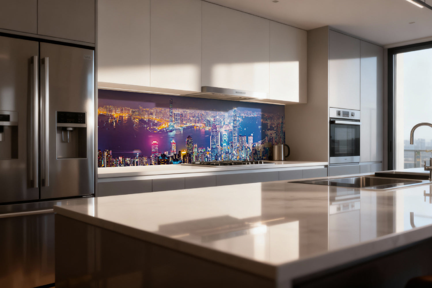 Küchenrückwand Skyline bei Nacht