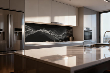 Küchenrückwand Abstrakte Wellen in Schwarz-Weiß