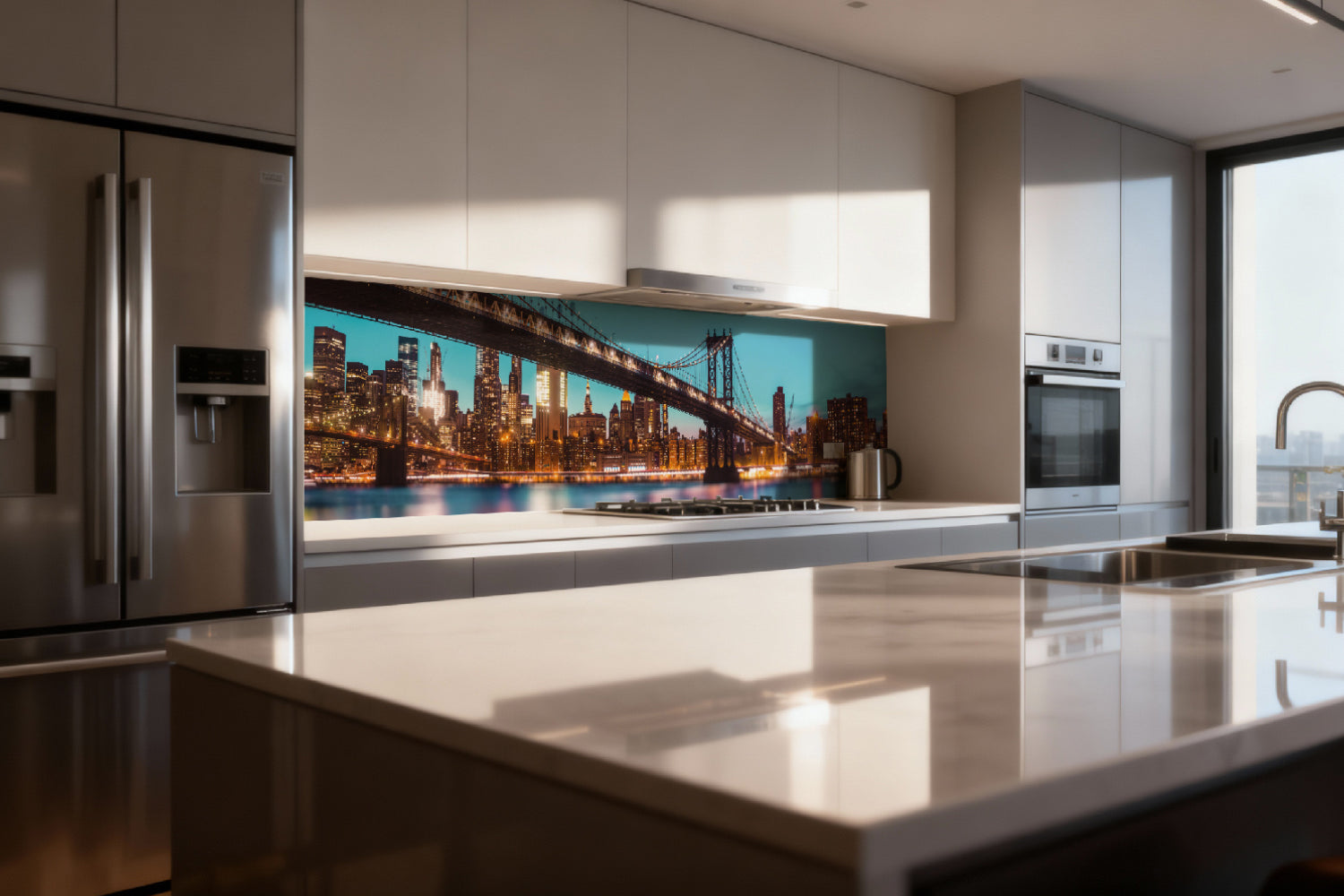 Küchenrückwand Skyline & Brücke