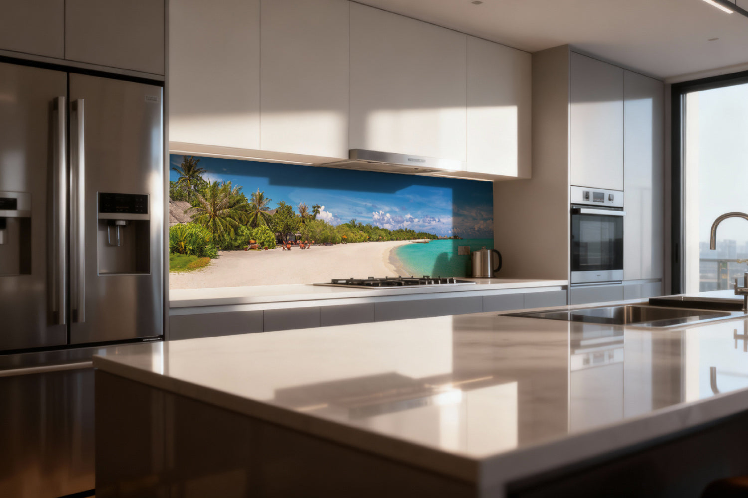 Küchenrückwand Traumstrand mit Palmen
