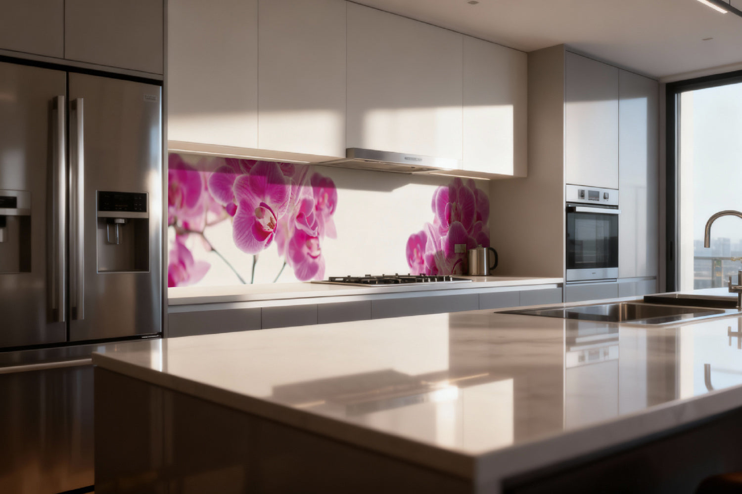Küchenrückwand Rosa Orchideenblüten