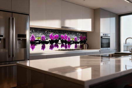 Küchenrückwand Orchideen & Steine