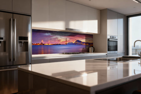 Küchenrückwand Panorama mit Sonnenuntergang