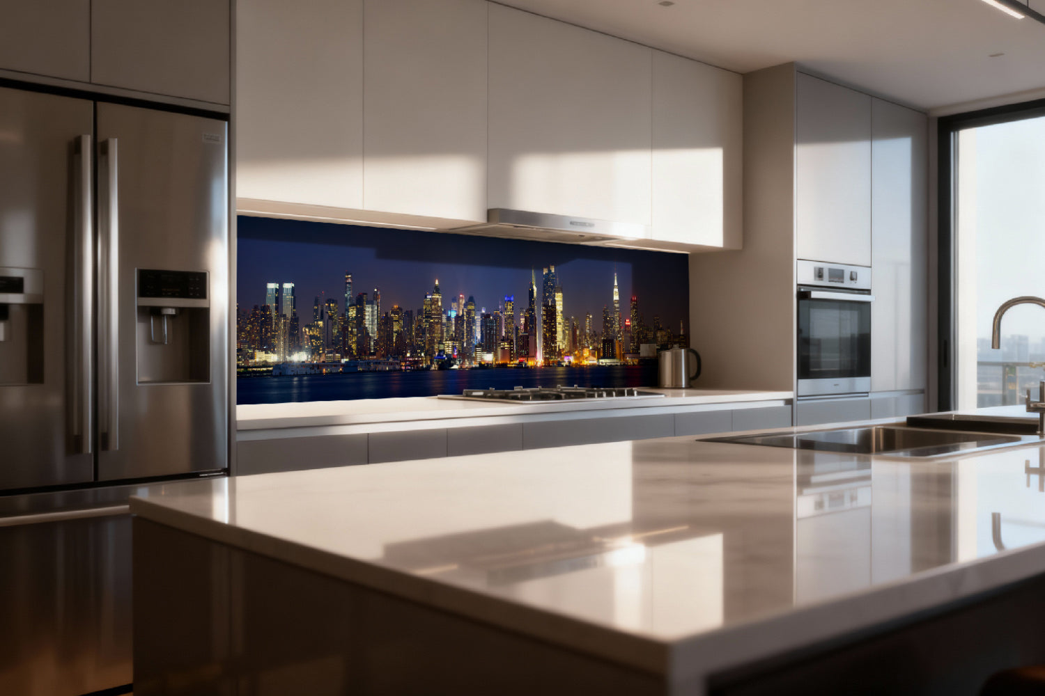 Küchenrückwand Stadtlichter am Wasser