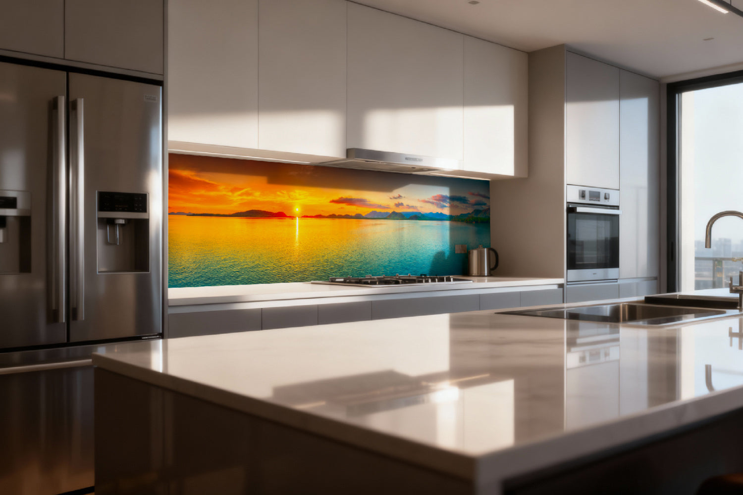 Küchenrückwand Meerblick im Sonnenuntergang