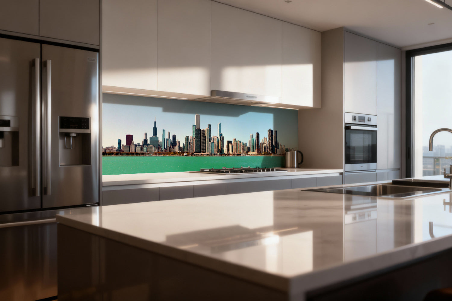 Küchenrückwand Stadtansicht am See