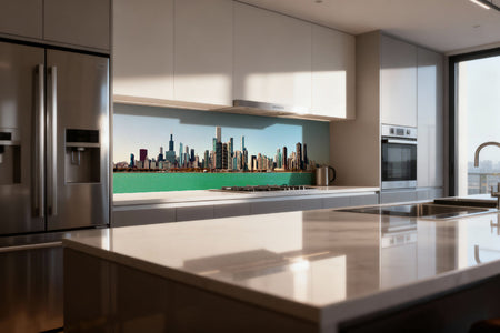 Küchenrückwand Stadtansicht am See