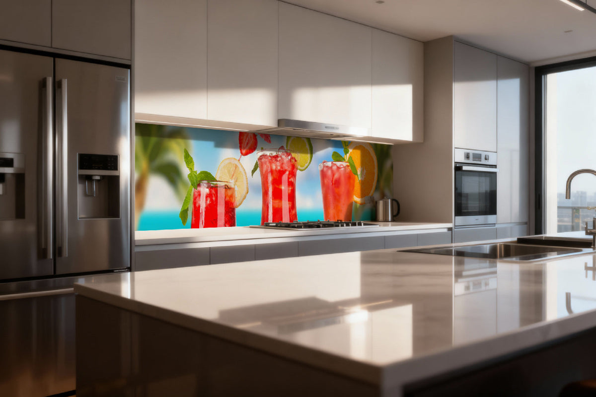 Küchenrückwand Fruchtcocktails am Strand