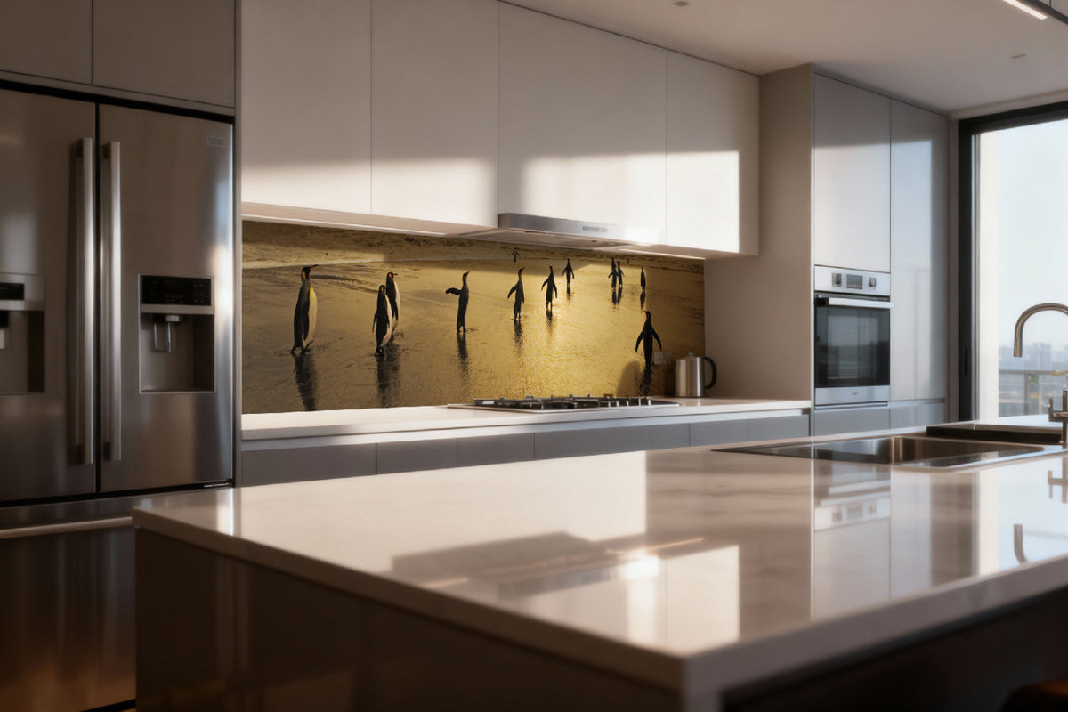 Küchenrückwand Pinguine am Strand