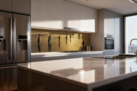 Küchenrückwand Pinguine am Strand