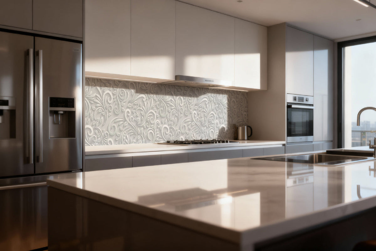 Küchenrückwand Weißes Ornament