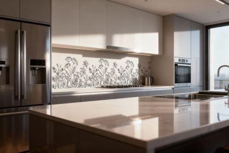 Küchenrückwand Wiesenblumen Schwarz Weiß