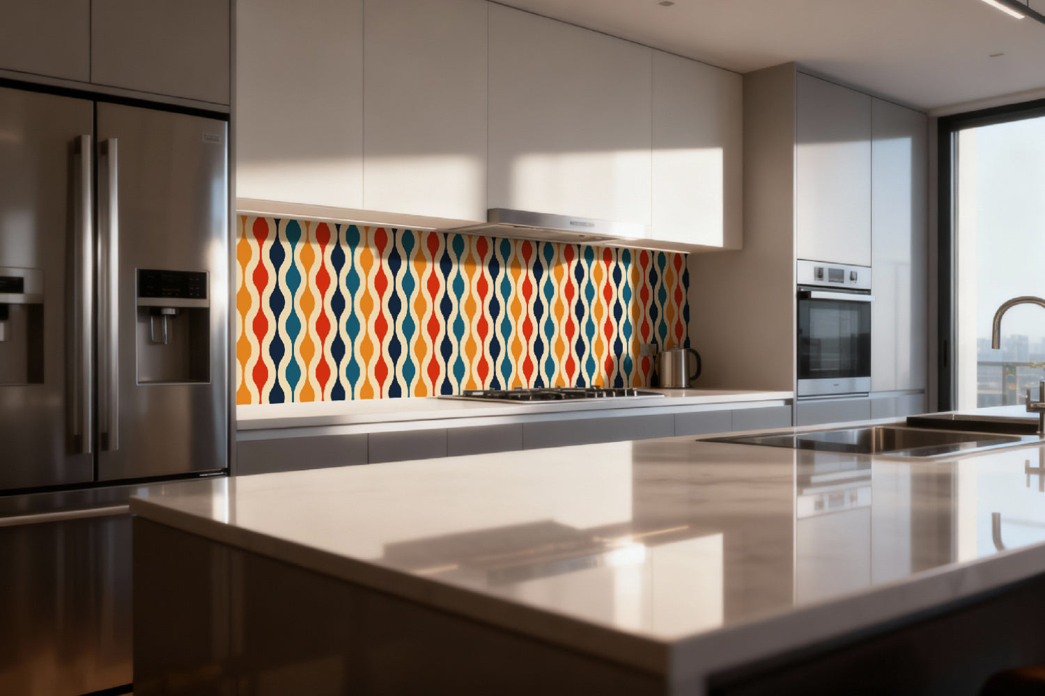 Küchenrückwand Retro Wellen