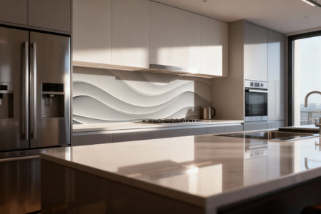 Küchenrückwand 3D Wellen Weiß