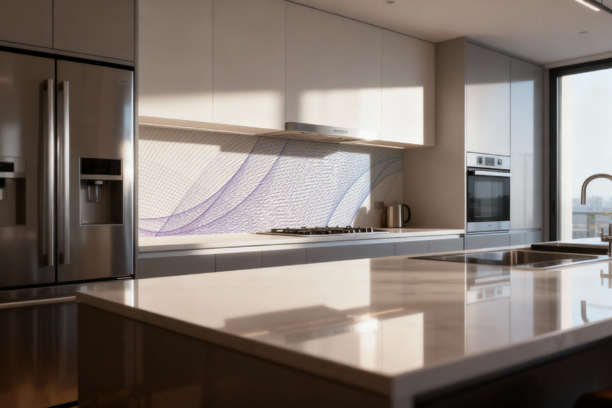 Küchenrückwand Linien Design Blau Violett