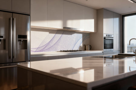 Küchenrückwand Linien Design Blau Violett