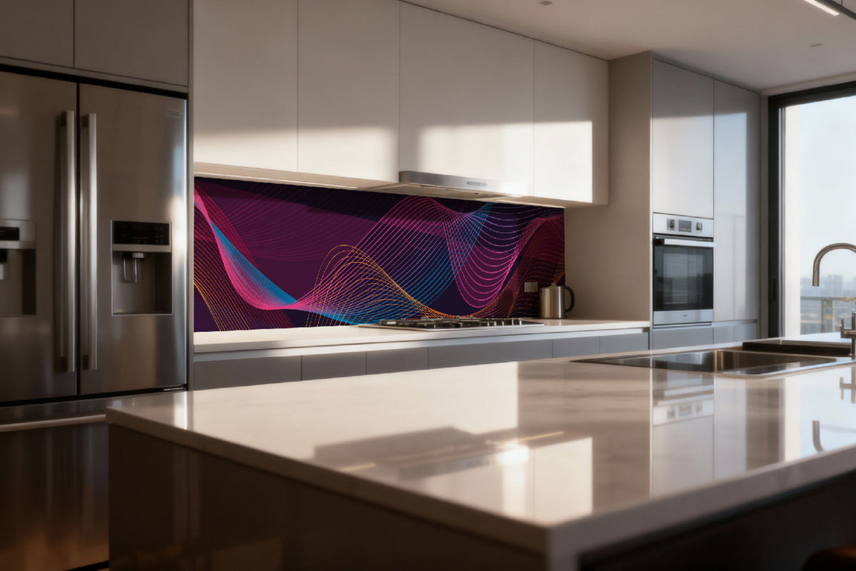 Küchenrückwand Neon Linien Abstrakt