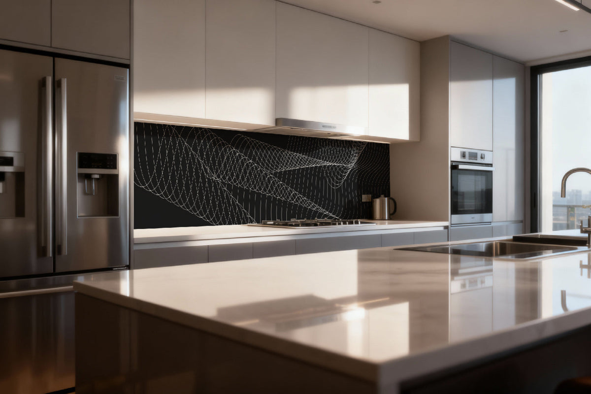 Küchenrückwand Schwarz Weiß Linien Design
