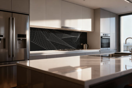 Küchenrückwand Schwarz Weiß Linien Design