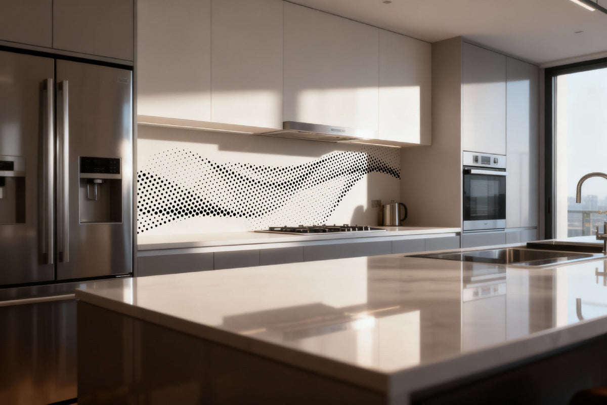 Küchenrückwand Schwarz Weiß Punkte Design