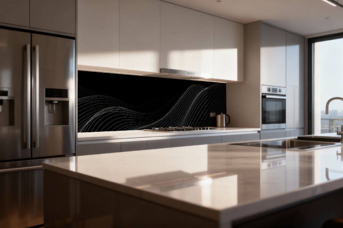 Küchenrückwand Schwarz Linien Design