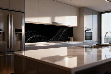 Küchenrückwand Schwarz Linien Design