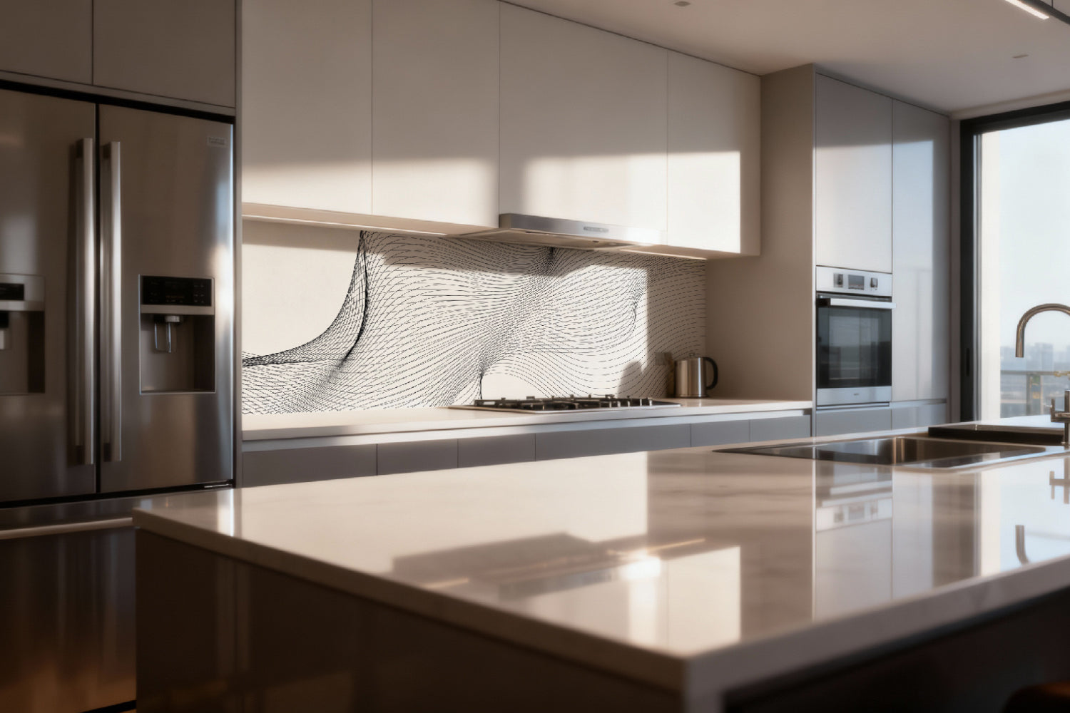 Küchenrückwand Schwarz Weiß Linien Design