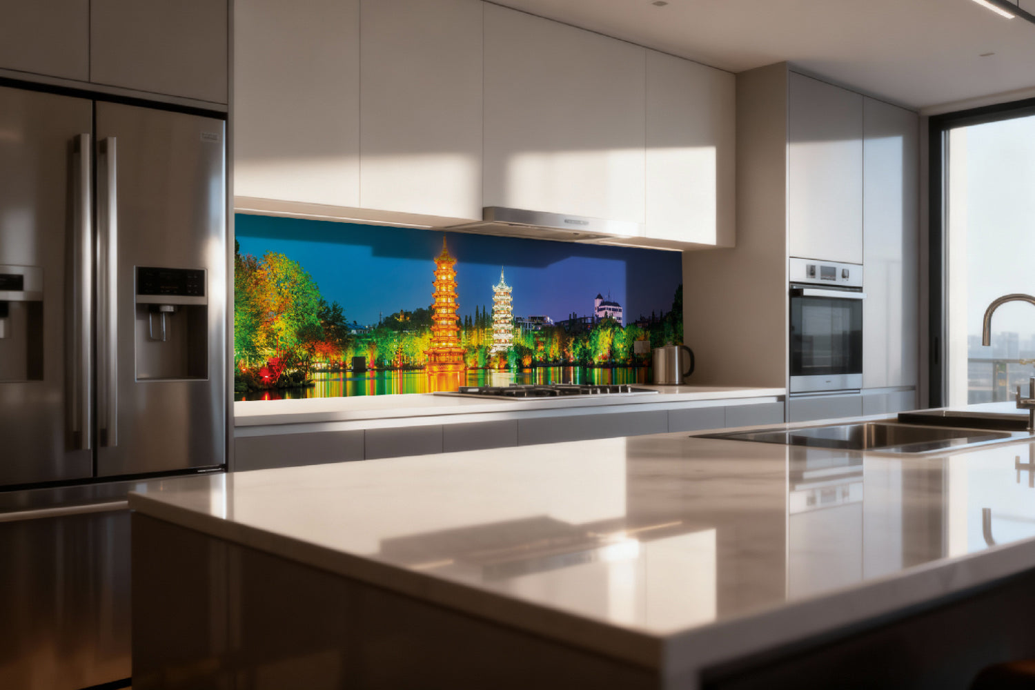 Küchenrückwand China Tempel bei Nacht