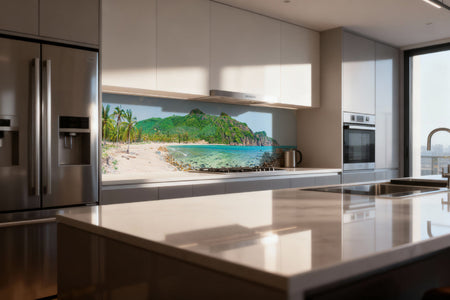 Küchenrückwand Tropischer Strand mit Palmen