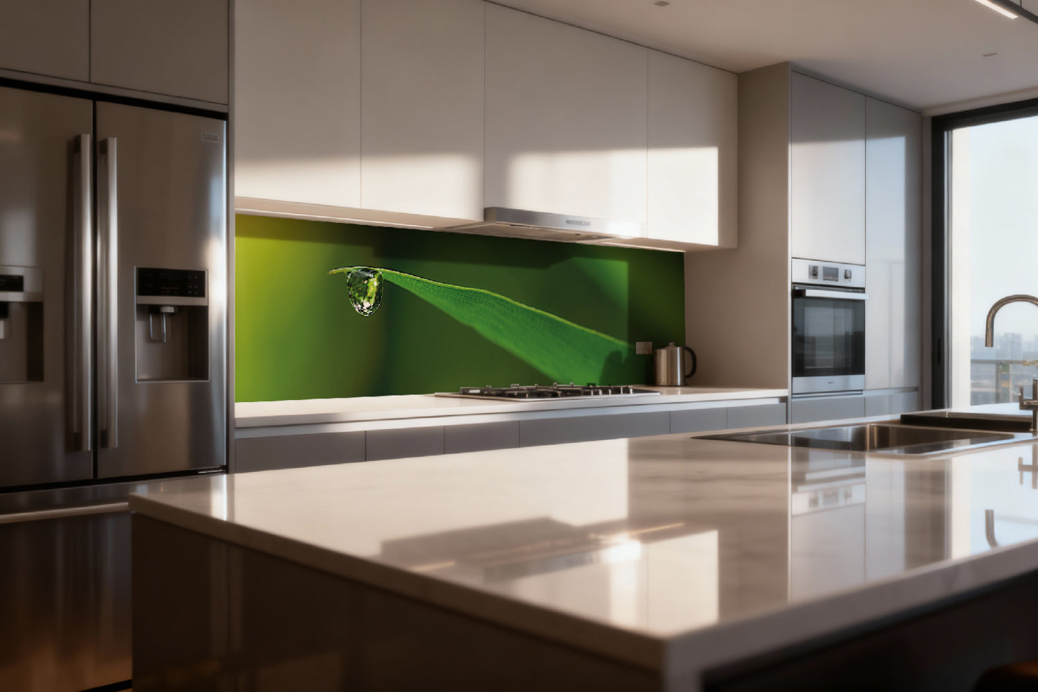 Küchenrückwand Wassertropfen auf Blatt