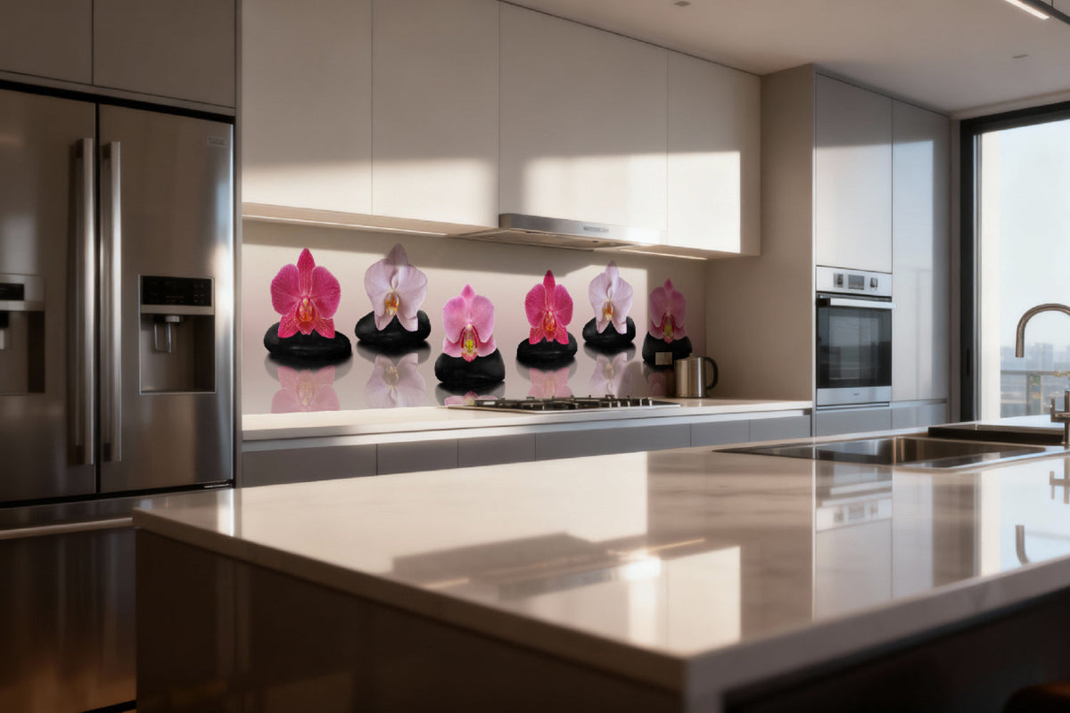 Küchenrückwand Orchideen Zen Stil