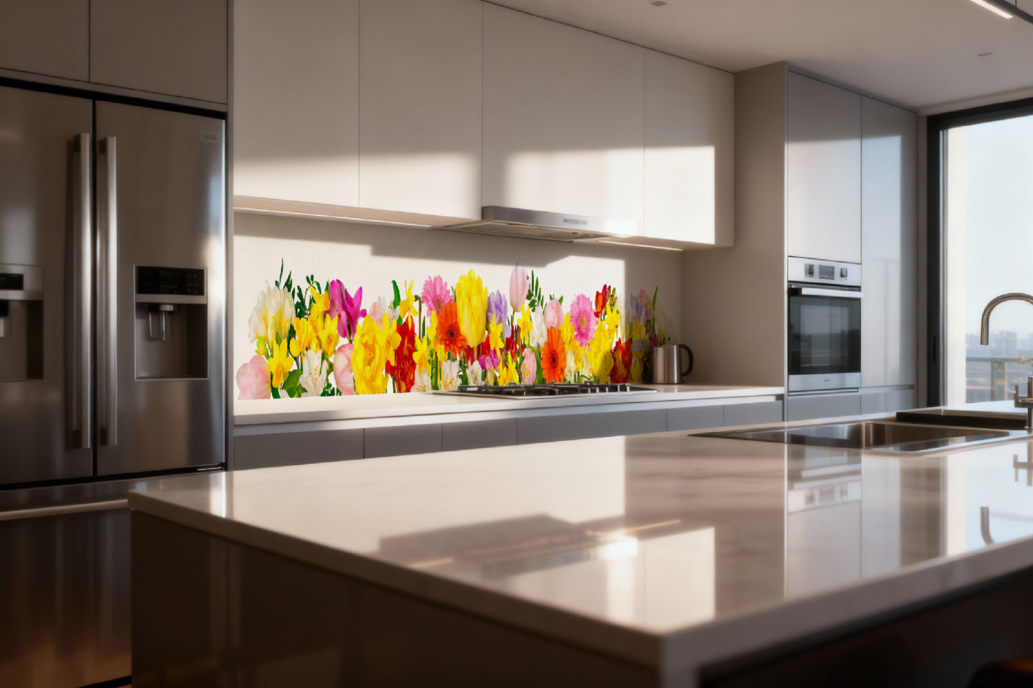 Küchenrückwand Frühlingsblumen bunt