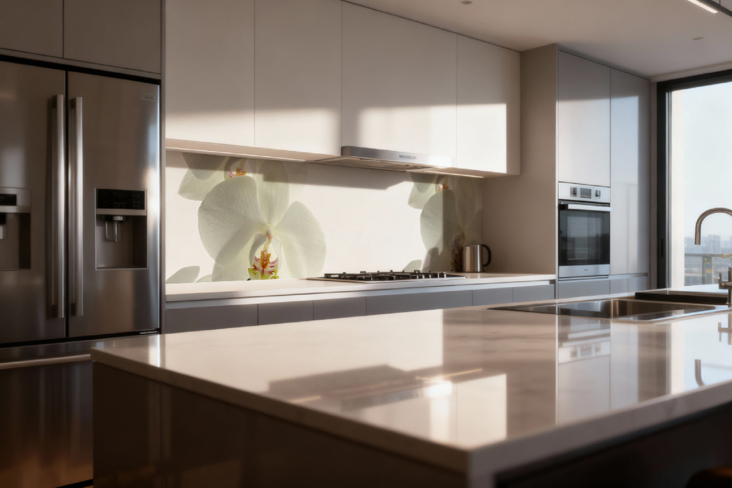 Küchenrückwand Weiße Orchideen Elegant