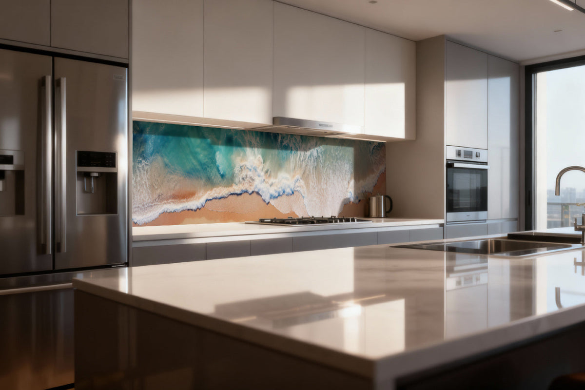 Küchenrückwand Meereswellen am Strand