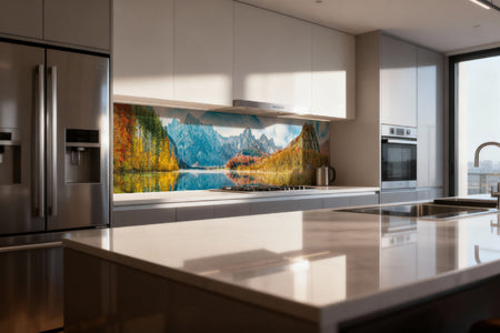 Küchenrückwand Alpenpanorama mit See