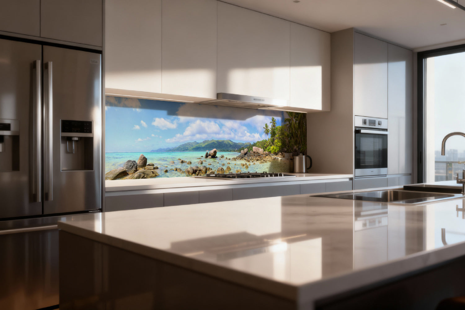 Küchenrückwand Tropischer Strand mit Palmen