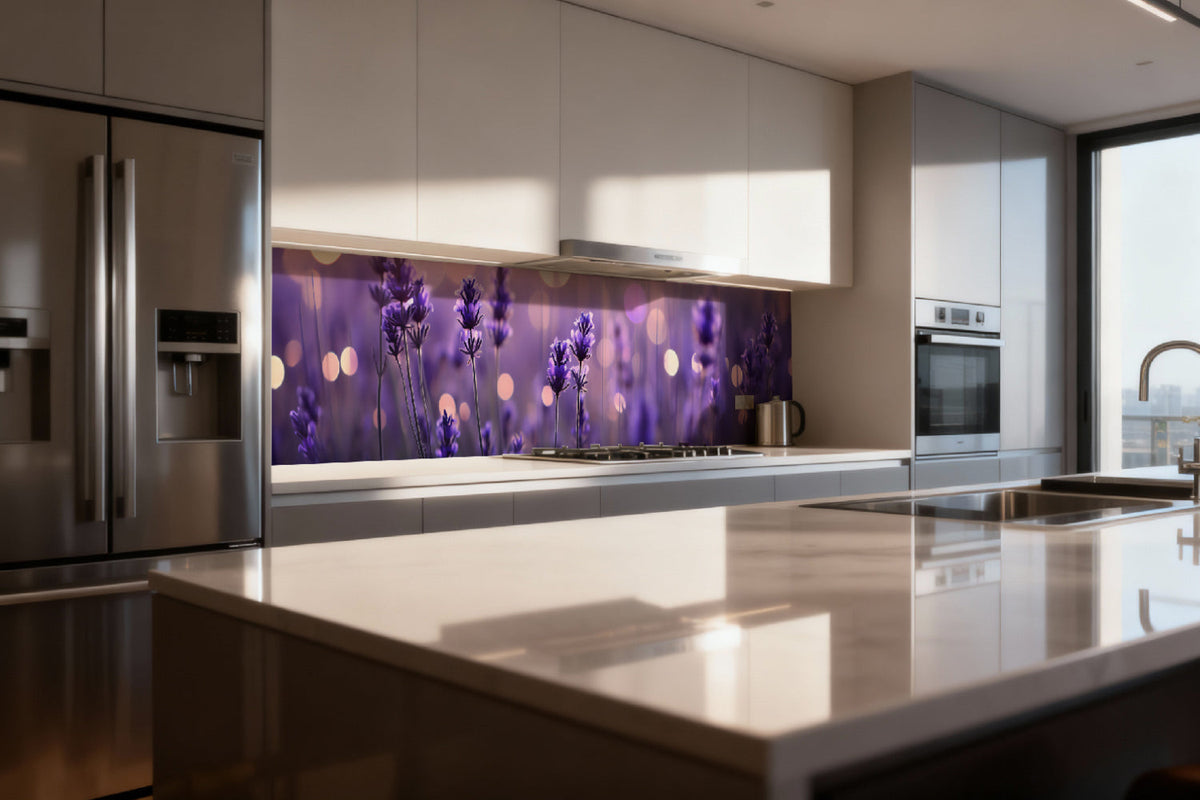 Küchenrückwand Lavendelblüten im Abendlicht