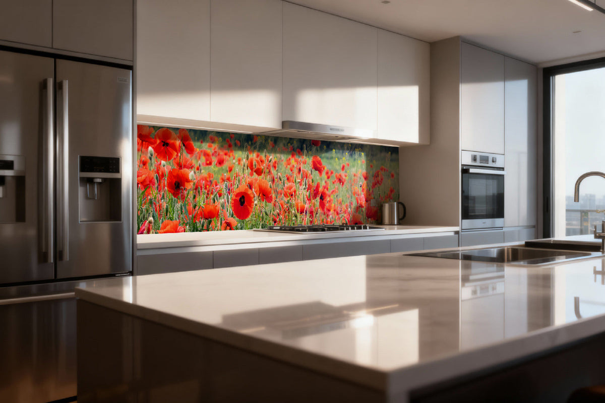 Küchenrückwand Rote Mohnblumenwiese