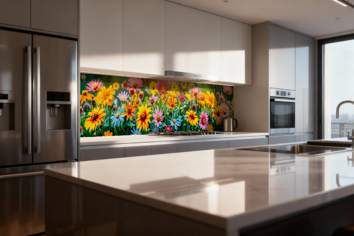 Küchenrückwand Bunte Blumenwiese