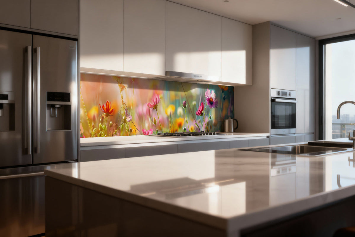 Küchenrückwand Bunte Blumenwiese