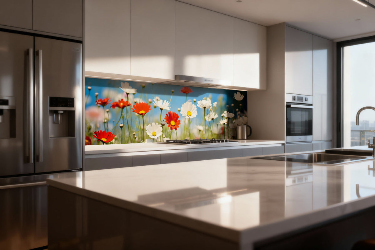 Küchenrückwand Margeriten und Gänseblümchen