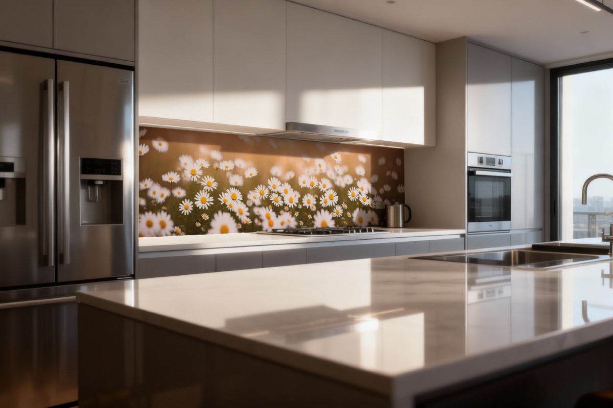 Küchenrückwand Gänseblümchenwiese