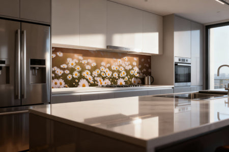 Küchenrückwand Gänseblümchenwiese