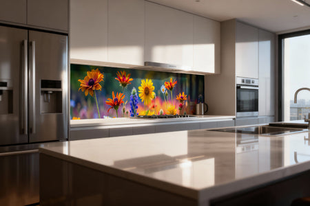 Küchenrückwand Bunte Sommerblumen