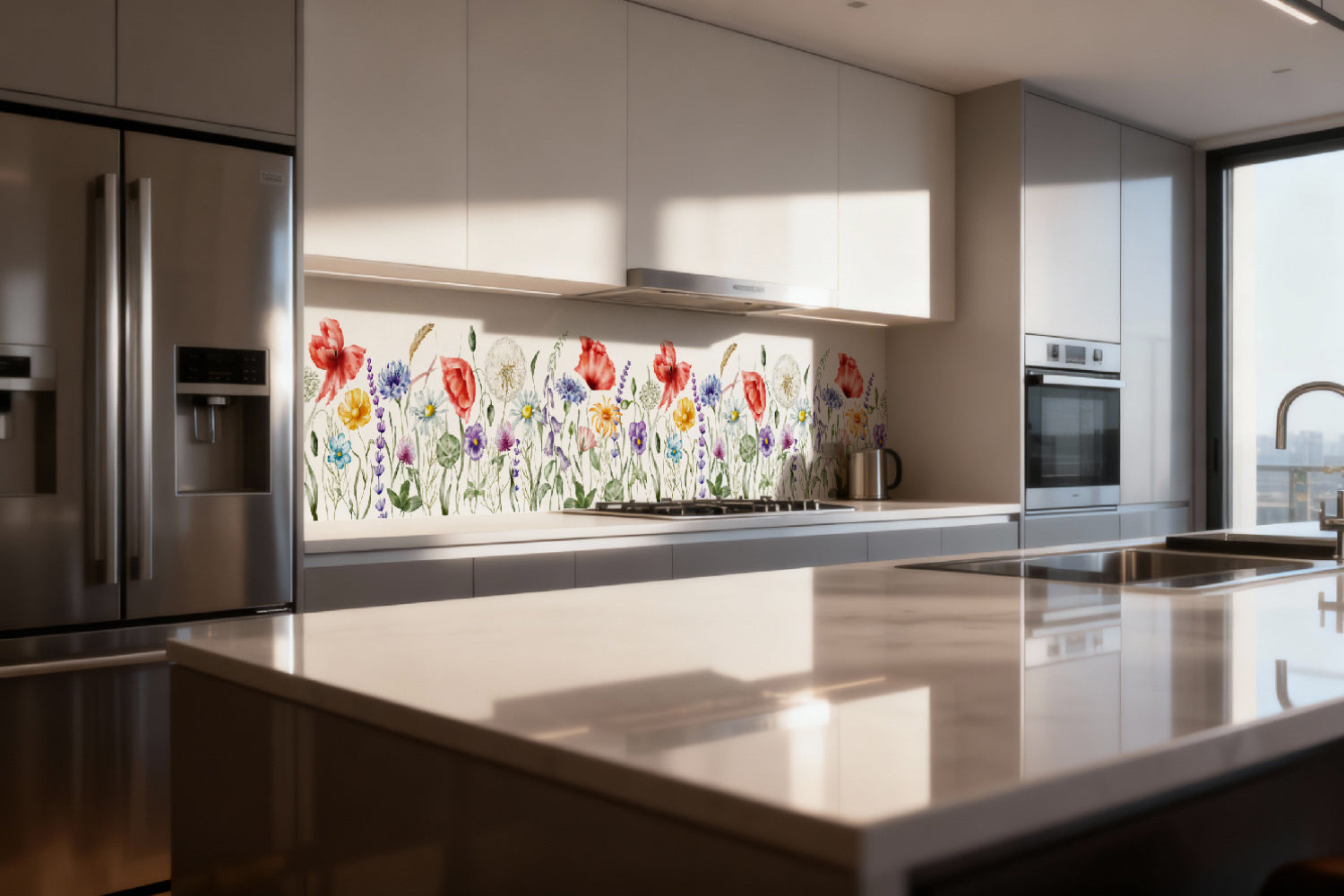 Küchenrückwand Blumen Aquarell