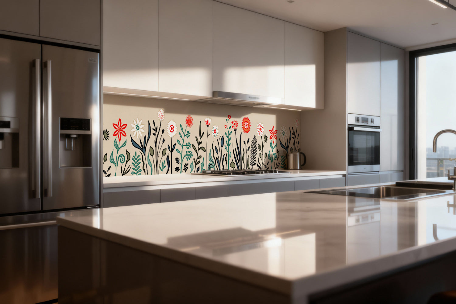 Küchenrückwand Modernes Blumenmuster